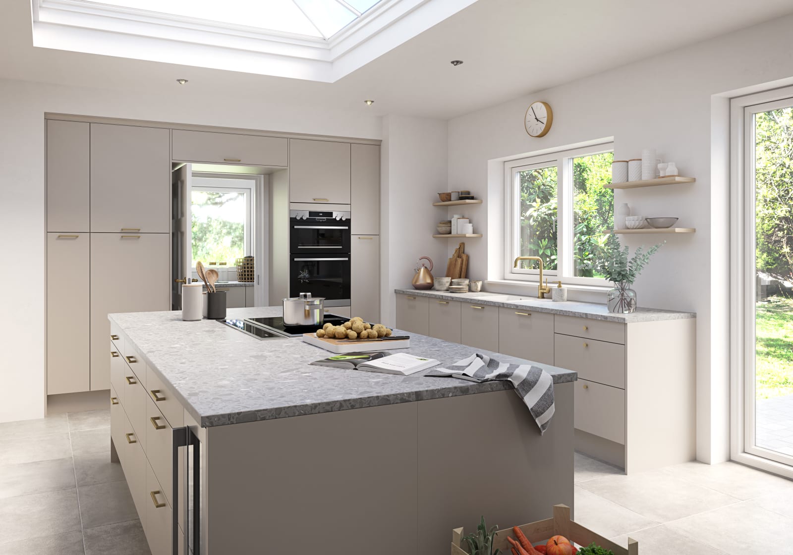 Soho from Magnet. Bold slab doors style this premium contemporary kitchen design available in 20 colours.