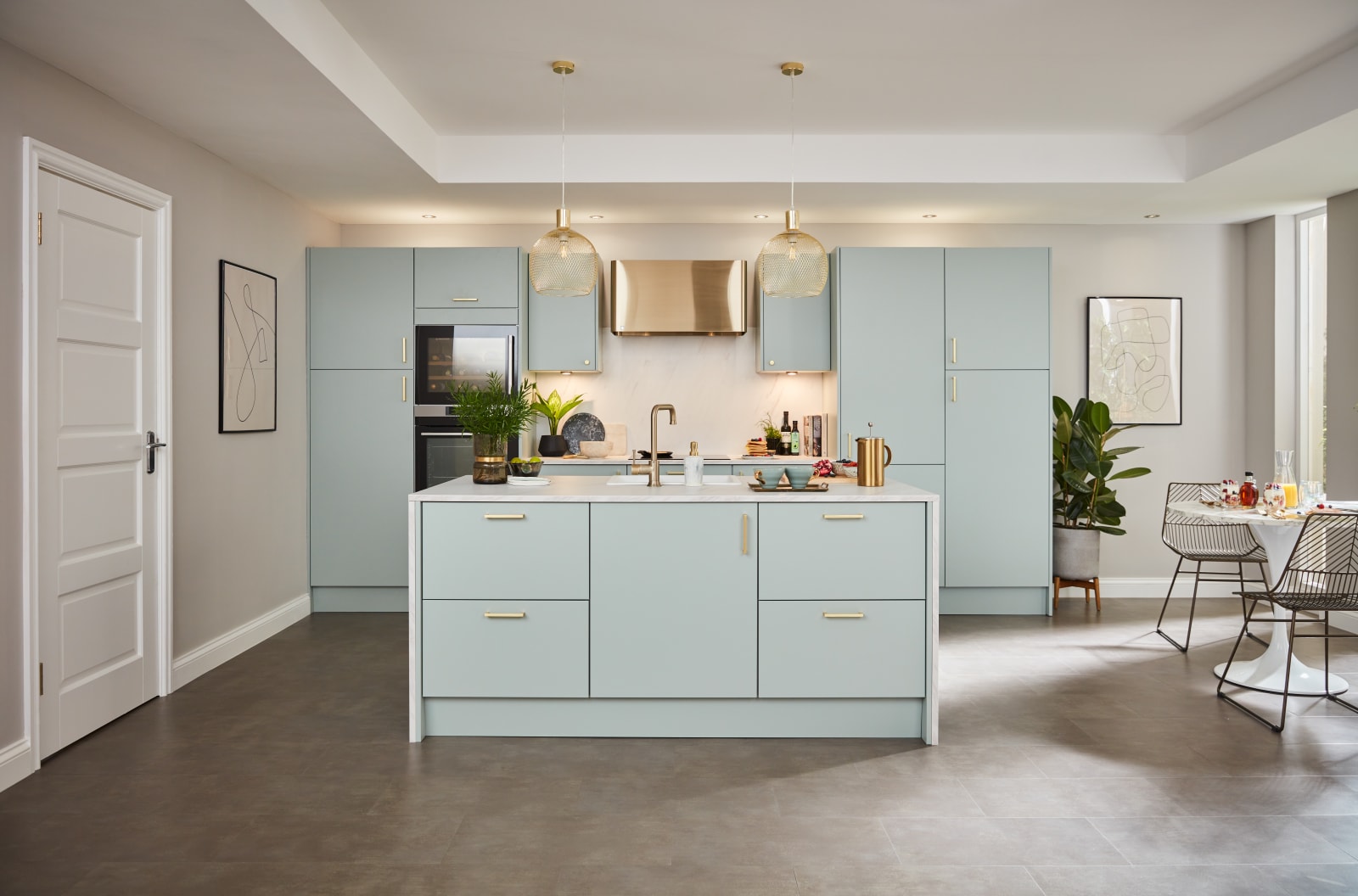 Soho from Magnet. Bold slab doors style this premium contemporary kitchen design available in 20 colours.